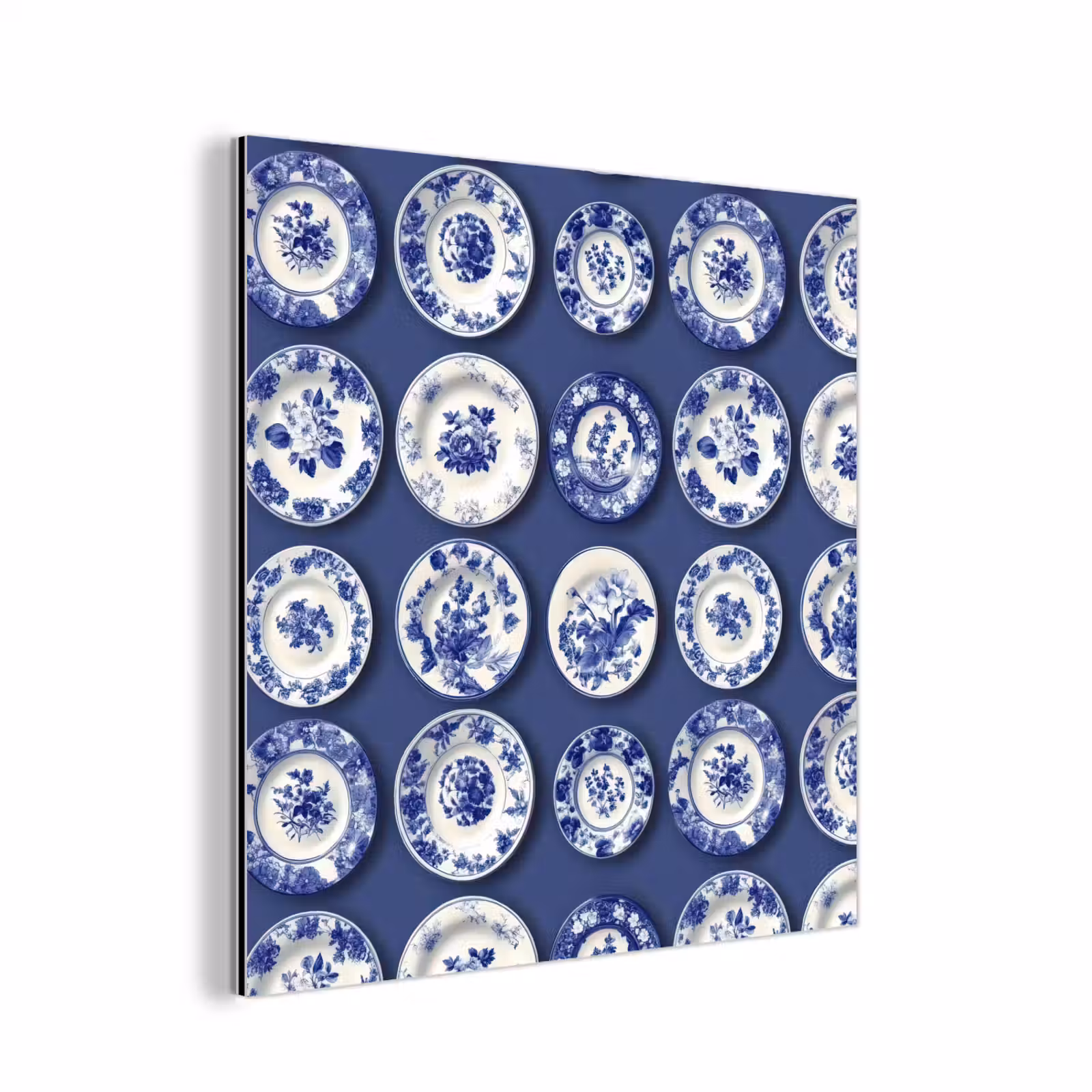 Aluminium schilderij - Borden - Floraal - Blauw — 1
