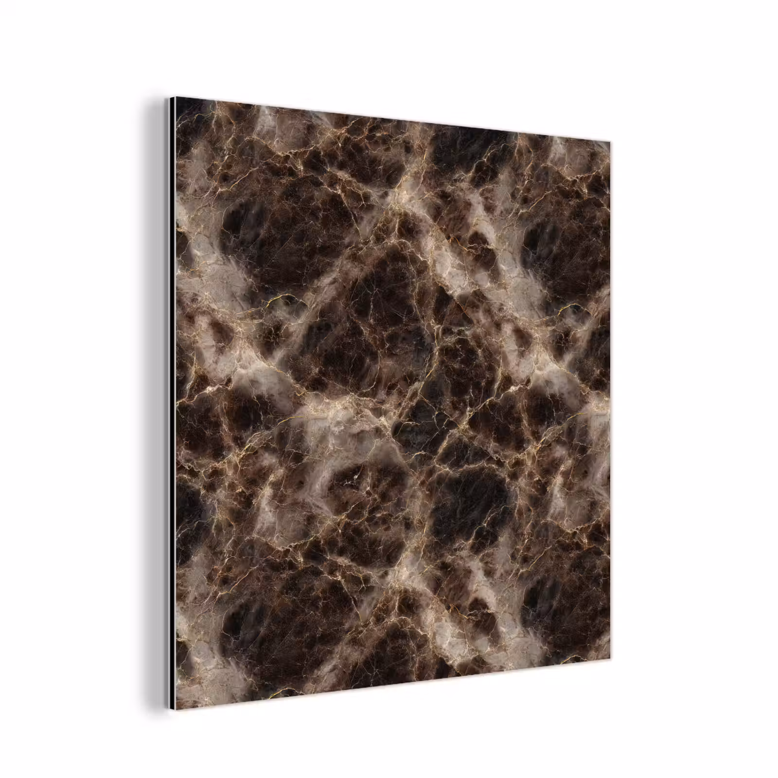 Aluminium schilderij - Bruin - Goud - Marmer — 1