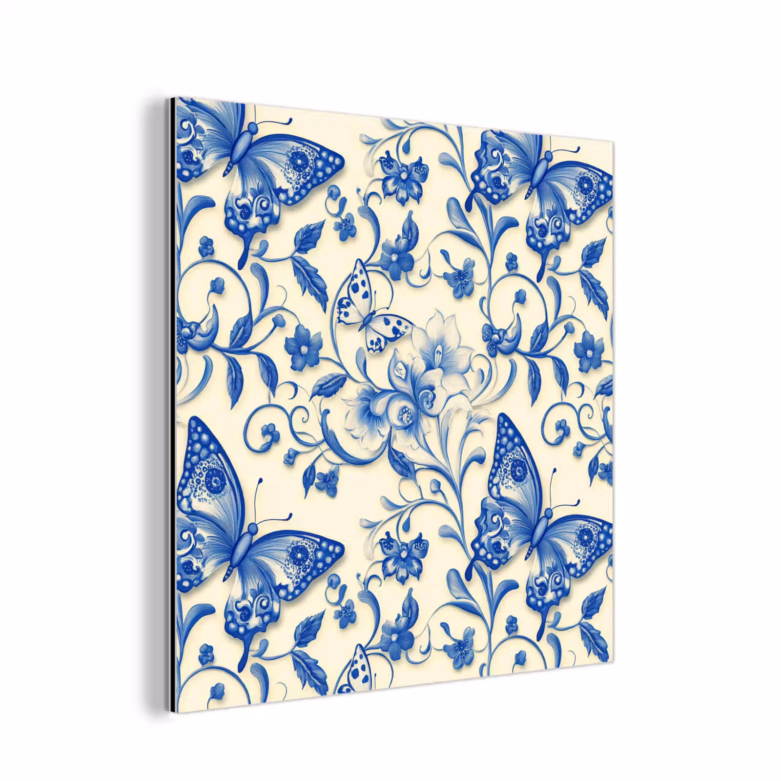 Aluminium schilderij - Vlinders - Bloemen - Blauw - Botanisch — 1