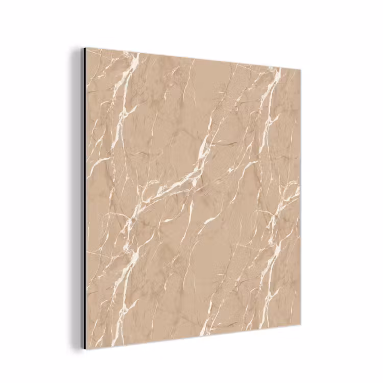 Aluminium schilderij - Beige - Marmer - Organisch - Wit — 1
