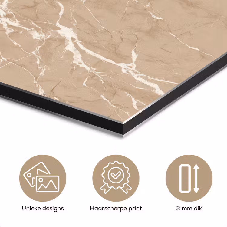 Aluminium schilderij - Beige - Marmer - Organisch - Wit — 7
