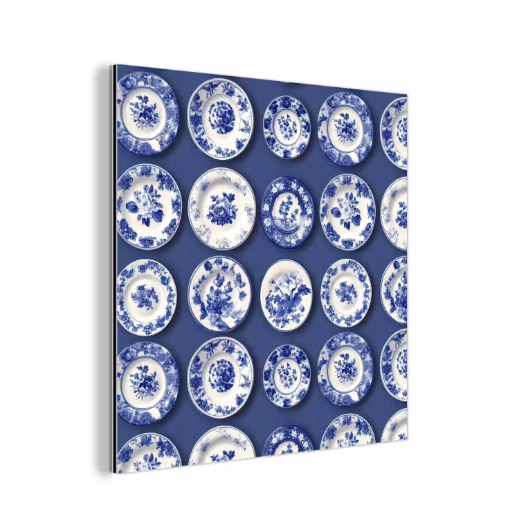 Aluminium schilderij - Borden - Floraal - Blauw — 1