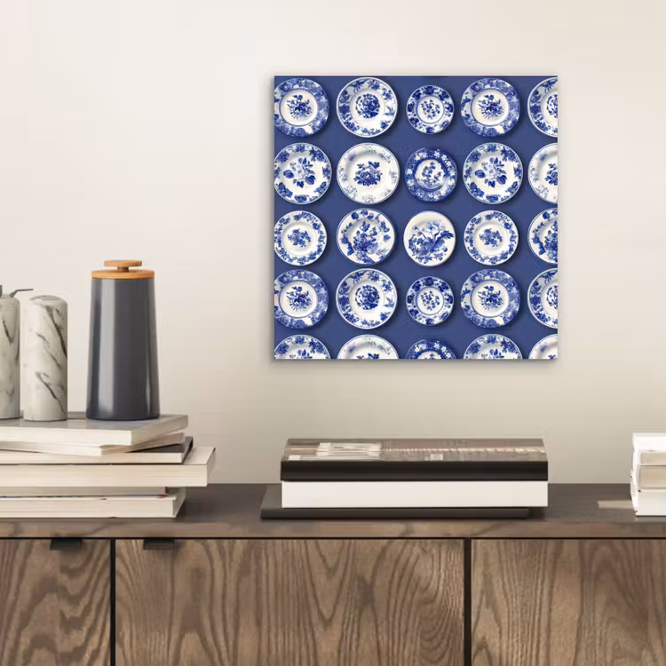 Aluminium schilderij - Borden - Floraal - Blauw — 2