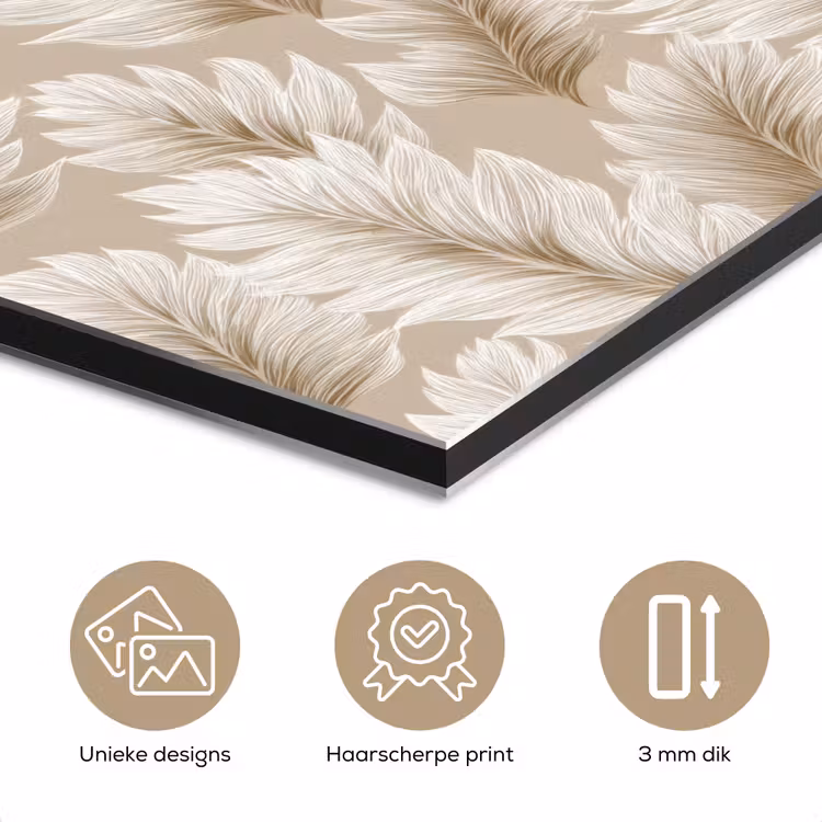 Aluminium schilderij - Botanisch - Patroon - Beige — 7