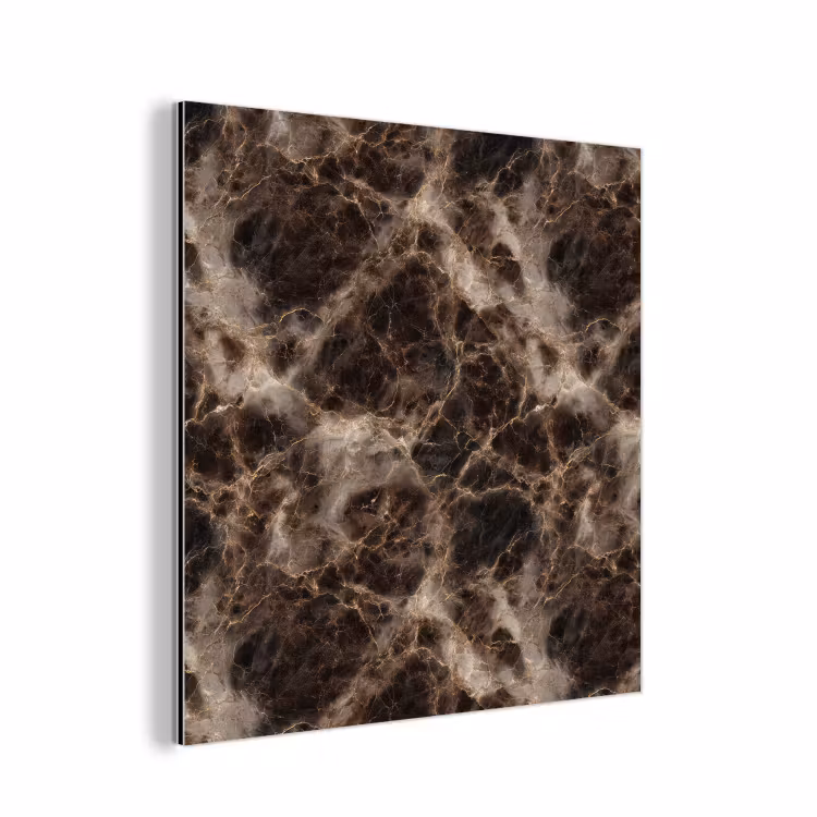 Aluminium schilderij - Bruin - Goud - Marmer — 1