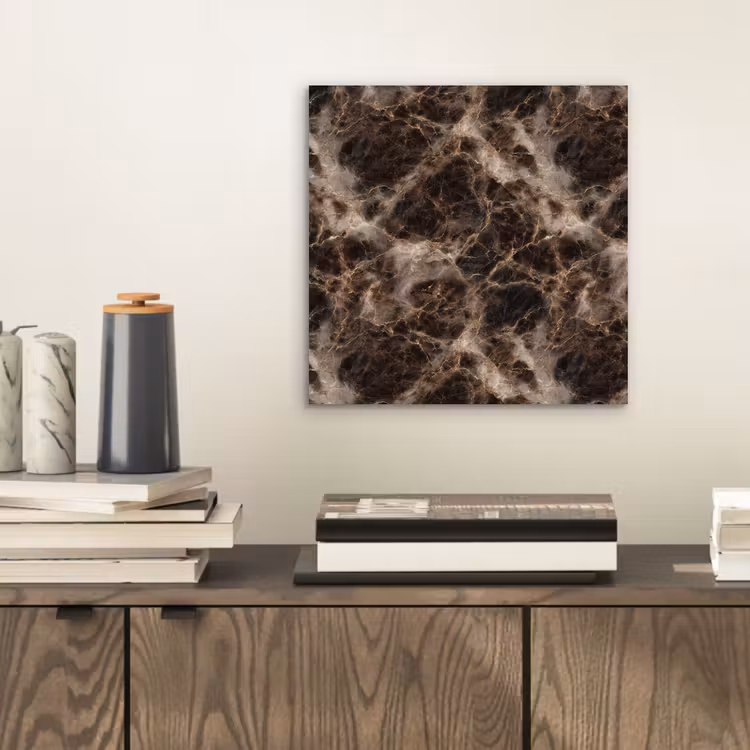 Aluminium schilderij - Bruin - Goud - Marmer — 2