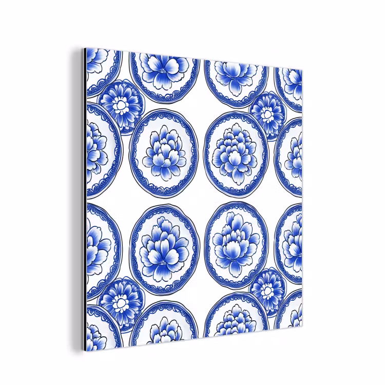 Aluminium schilderij - Cirkels - Bloemen - Blauw — 1