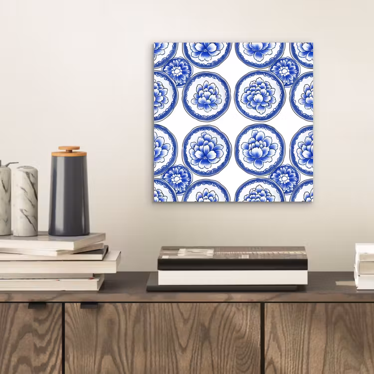 Aluminium schilderij - Cirkels - Bloemen - Blauw — 2