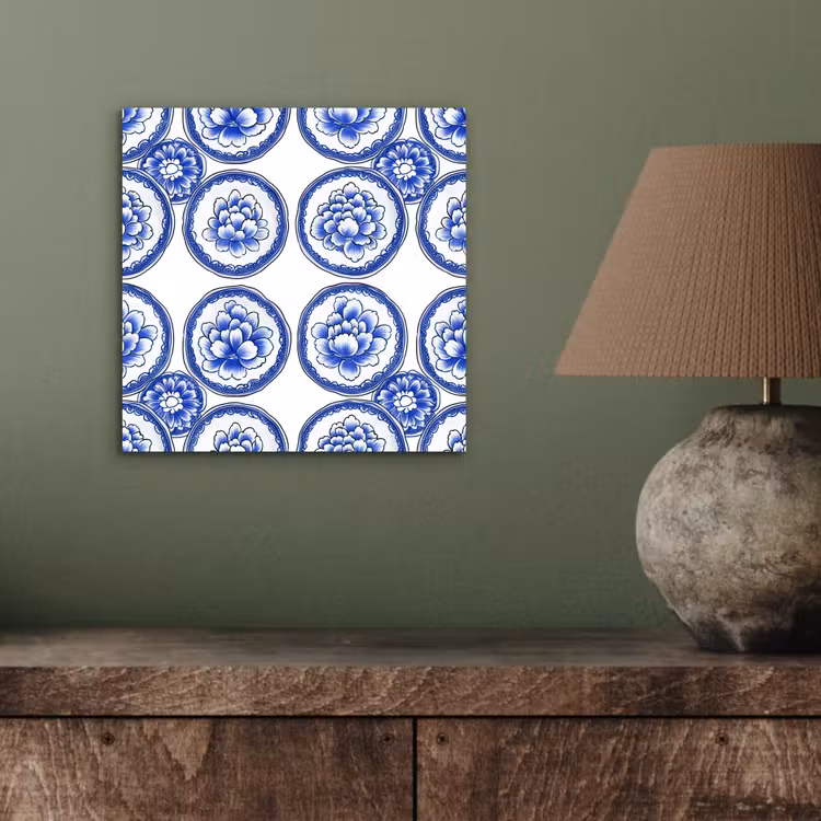 Aluminium schilderij - Cirkels - Bloemen - Blauw — 3