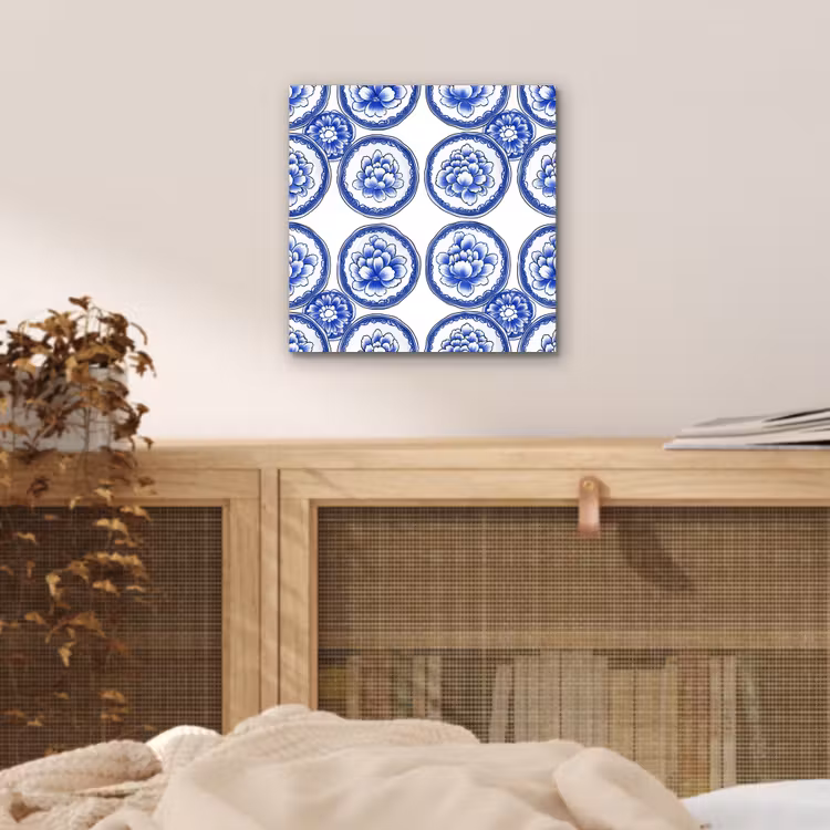 Aluminium schilderij - Cirkels - Bloemen - Blauw — 4