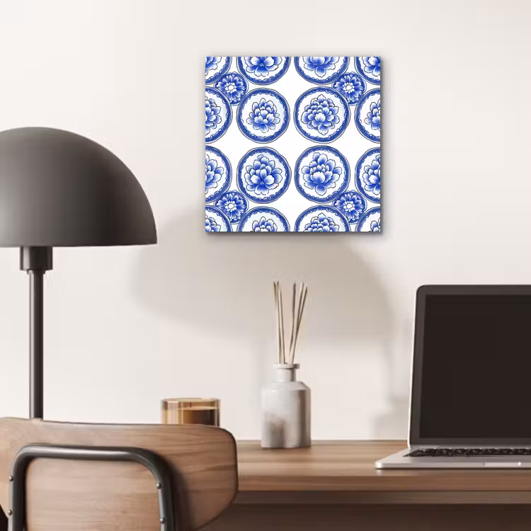 Aluminium schilderij - Cirkels - Bloemen - Blauw — 6