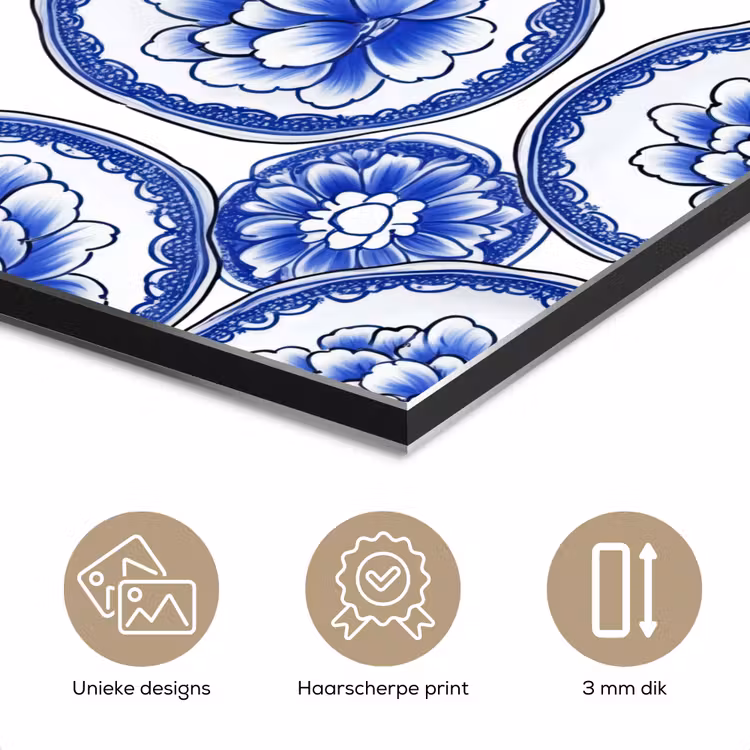 Aluminium schilderij - Cirkels - Bloemen - Blauw — 7