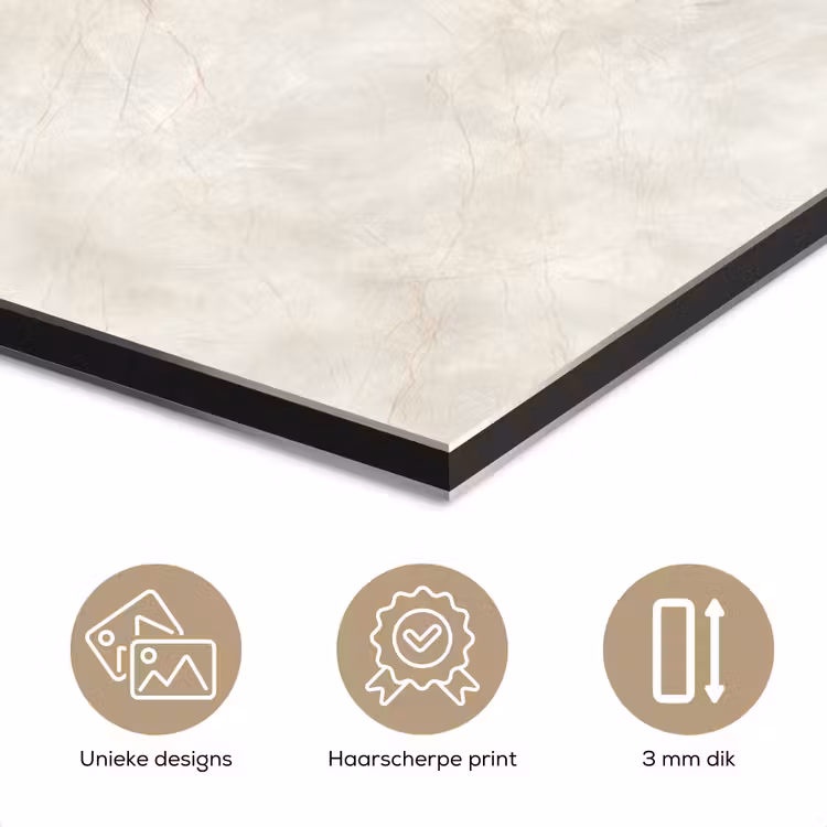 Aluminium schilderij - Crèmebeige - Marmer - Aders — 7