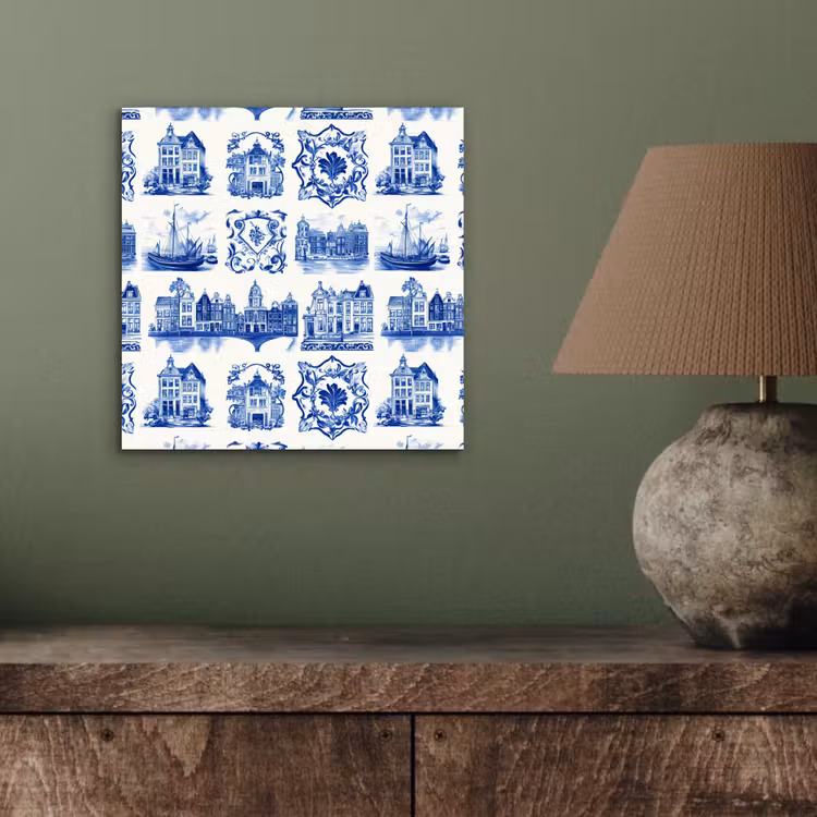 Aluminium schilderij - Huizen - Schepen - Blauw — 3
