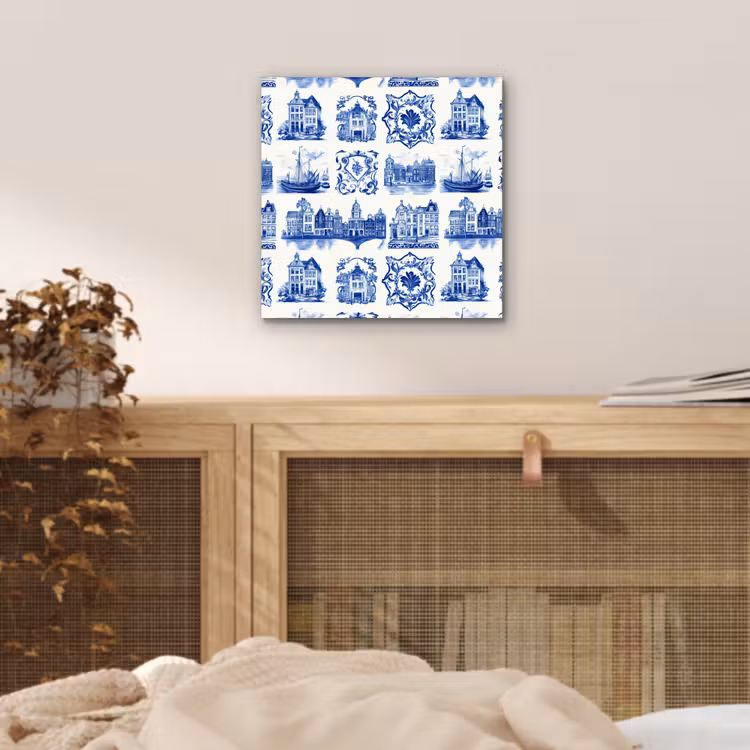 Aluminium schilderij - Huizen - Schepen - Blauw — 4