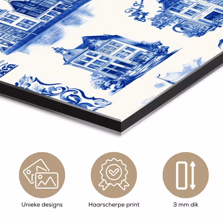 Aluminium schilderij - Huizen - Schepen - Blauw — 7