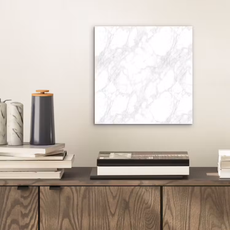 Aluminium schilderij - Minimalistisch - Wit - Grijze aders — 2
