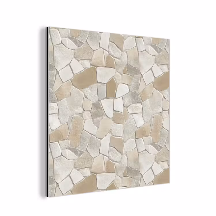 Aluminium schilderij - Mozaïek - Stenen - Beige — 1