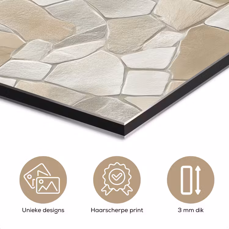 Aluminium schilderij - Mozaïek - Stenen - Beige — 7