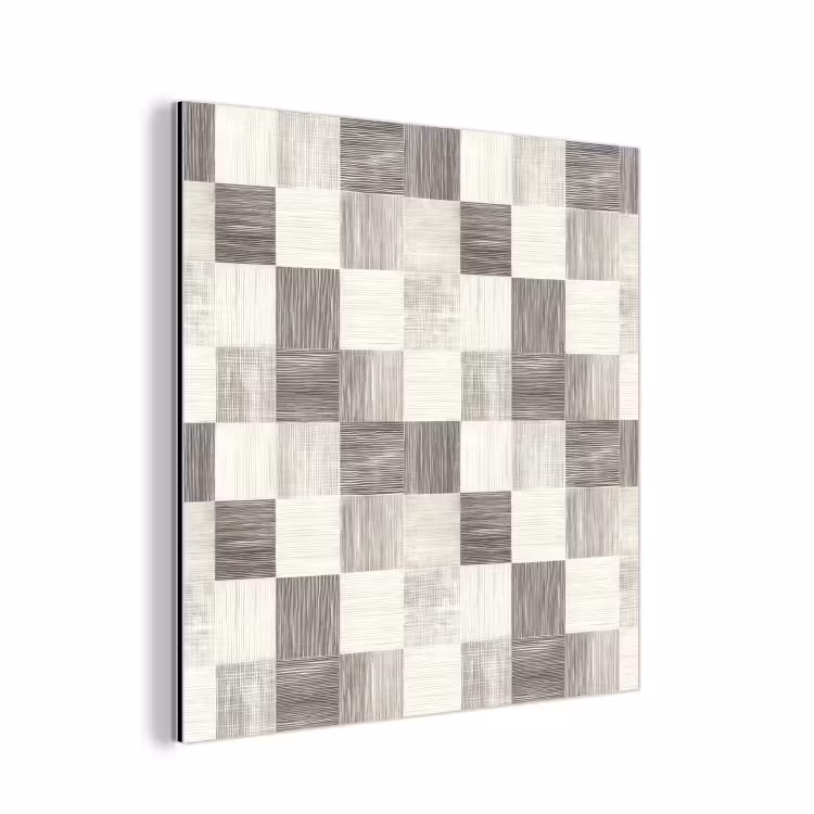 Aluminium schilderij - Patroon - Dambord - Houtnerf — 1