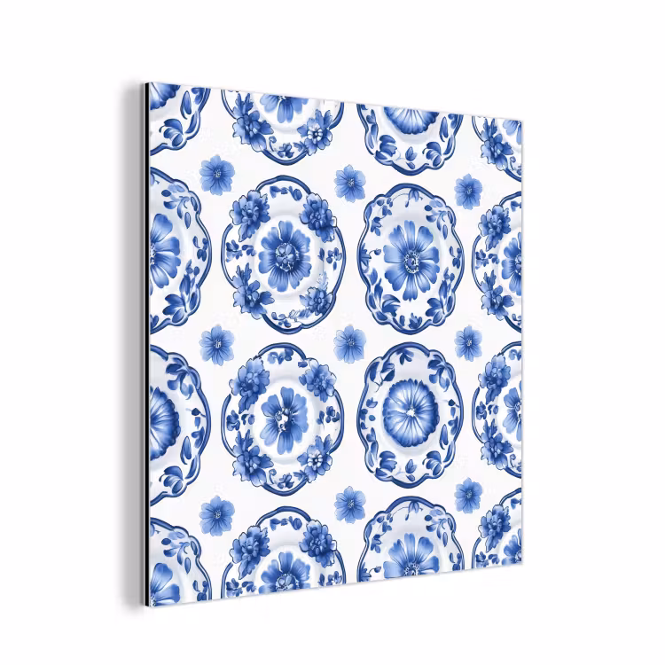 Aluminium schilderij - Sierborden - Bloemen - Blauw — 1