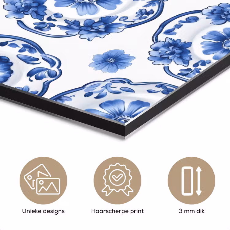 Aluminium schilderij - Sierborden - Bloemen - Blauw — 7