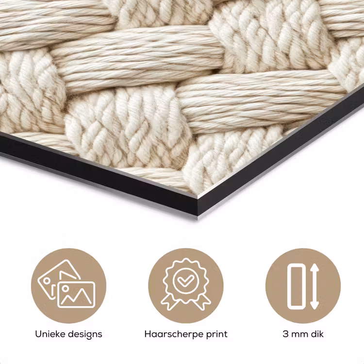 Aluminium schilderij - Touw - Gebreid - Beige — 7