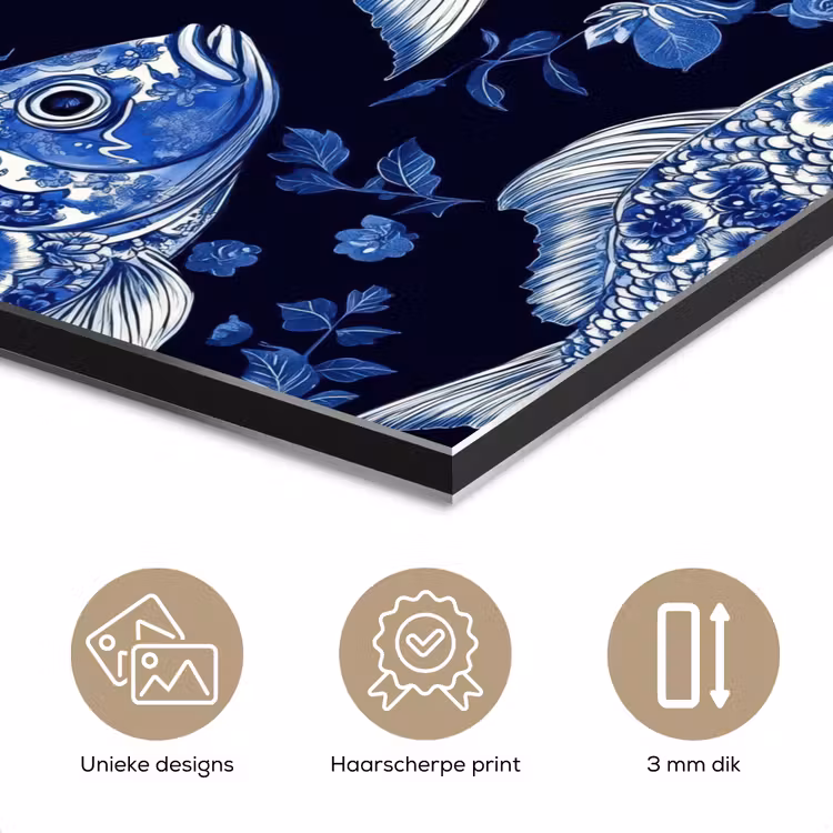 Aluminium schilderij - Vissen - Bloemen - Blauw — 7
