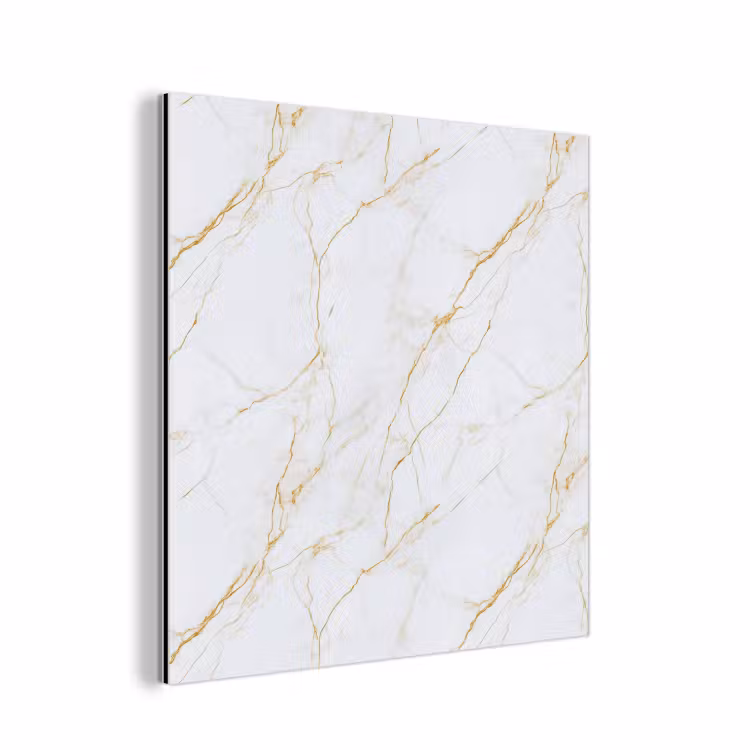 Aluminium schilderij - Wit - Marmer - Goud - Luxueus — 1