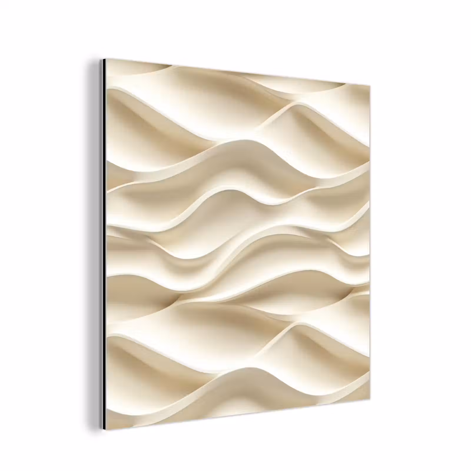 Aluminium schilderij - Lijnen - Golvend - Crème — 1
