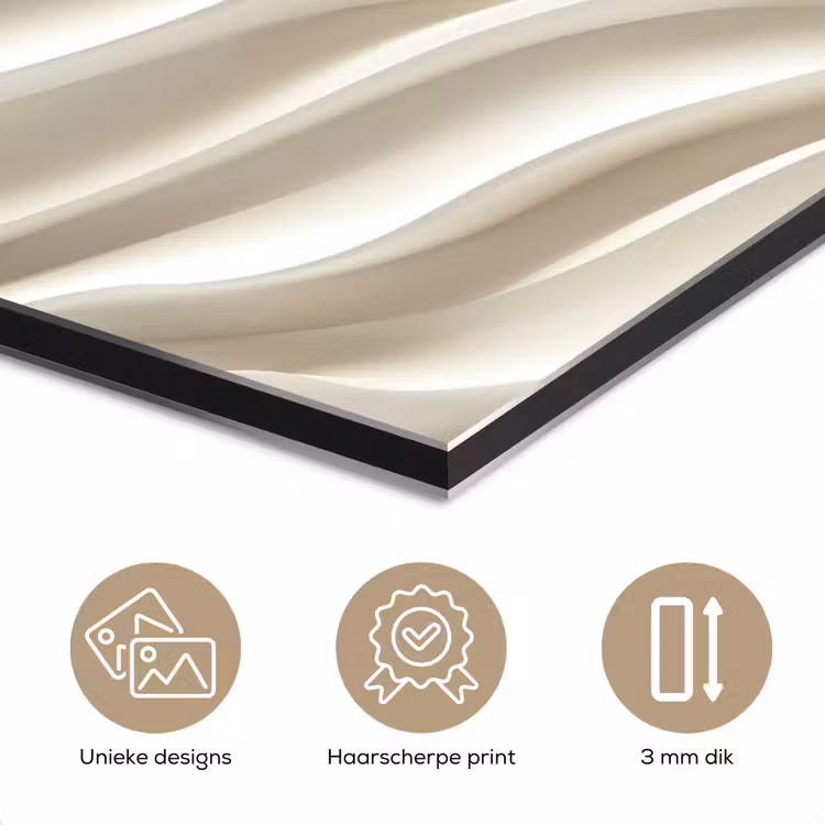 Aluminium schilderij - Diagonaal - Golven - Crème — 7