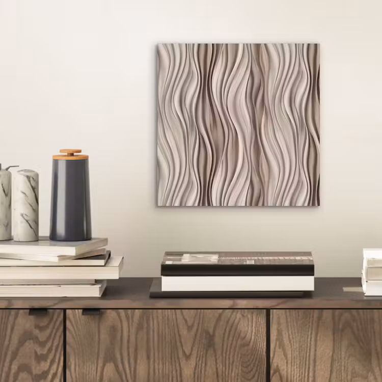 Aluminium schilderij - Golven - 3D - Crème — 2