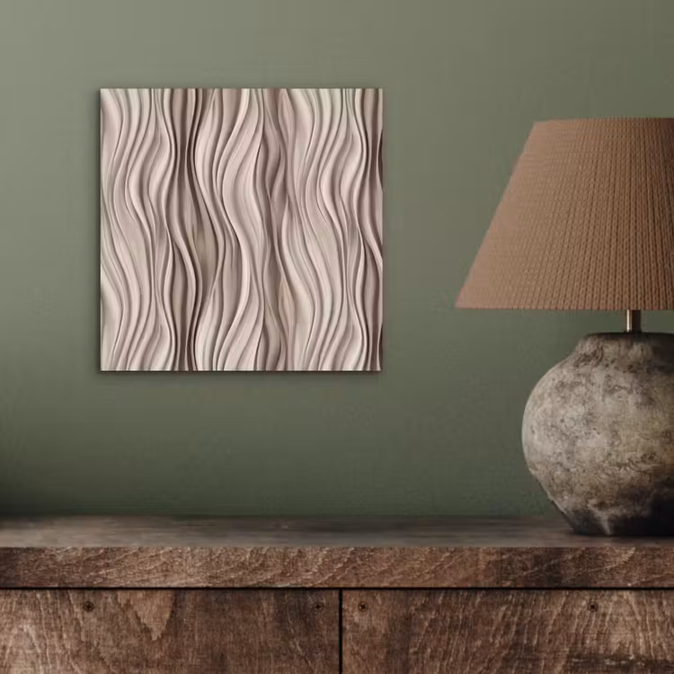 Aluminium schilderij - Golven - 3D - Crème — 3