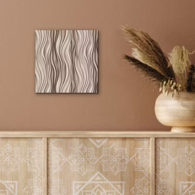 Aluminium schilderij - Golven - 3D - Crème — 5