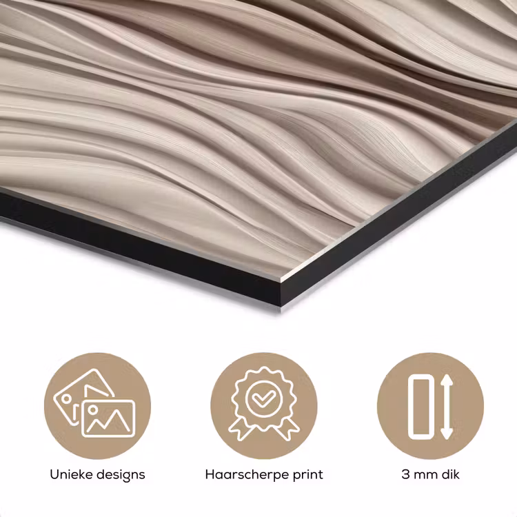 Aluminium schilderij - Golven - 3D - Crème — 7