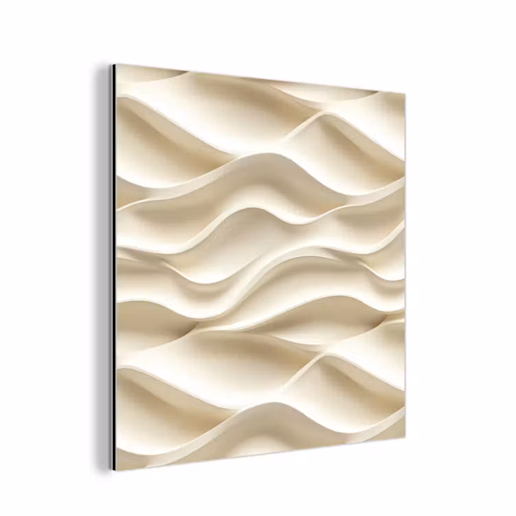 Aluminium schilderij - Lijnen - Golvend - Crème — 1