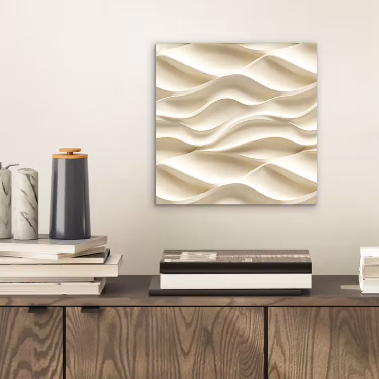 Aluminium schilderij - Lijnen - Golvend - Crème — 2