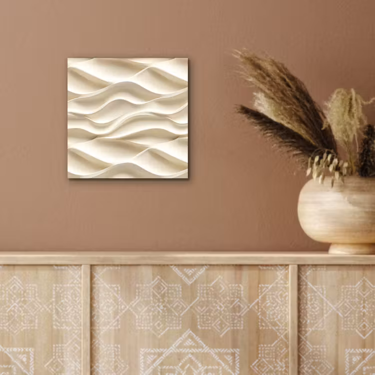 Aluminium schilderij - Lijnen - Golvend - Crème — 5