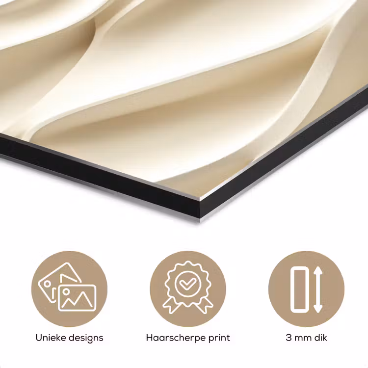 Aluminium schilderij - Lijnen - Golvend - Crème — 7