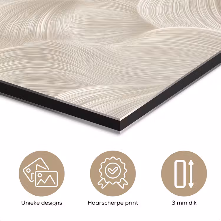 Aluminium schilderij - Lijnen - Waaier - Beige — 7