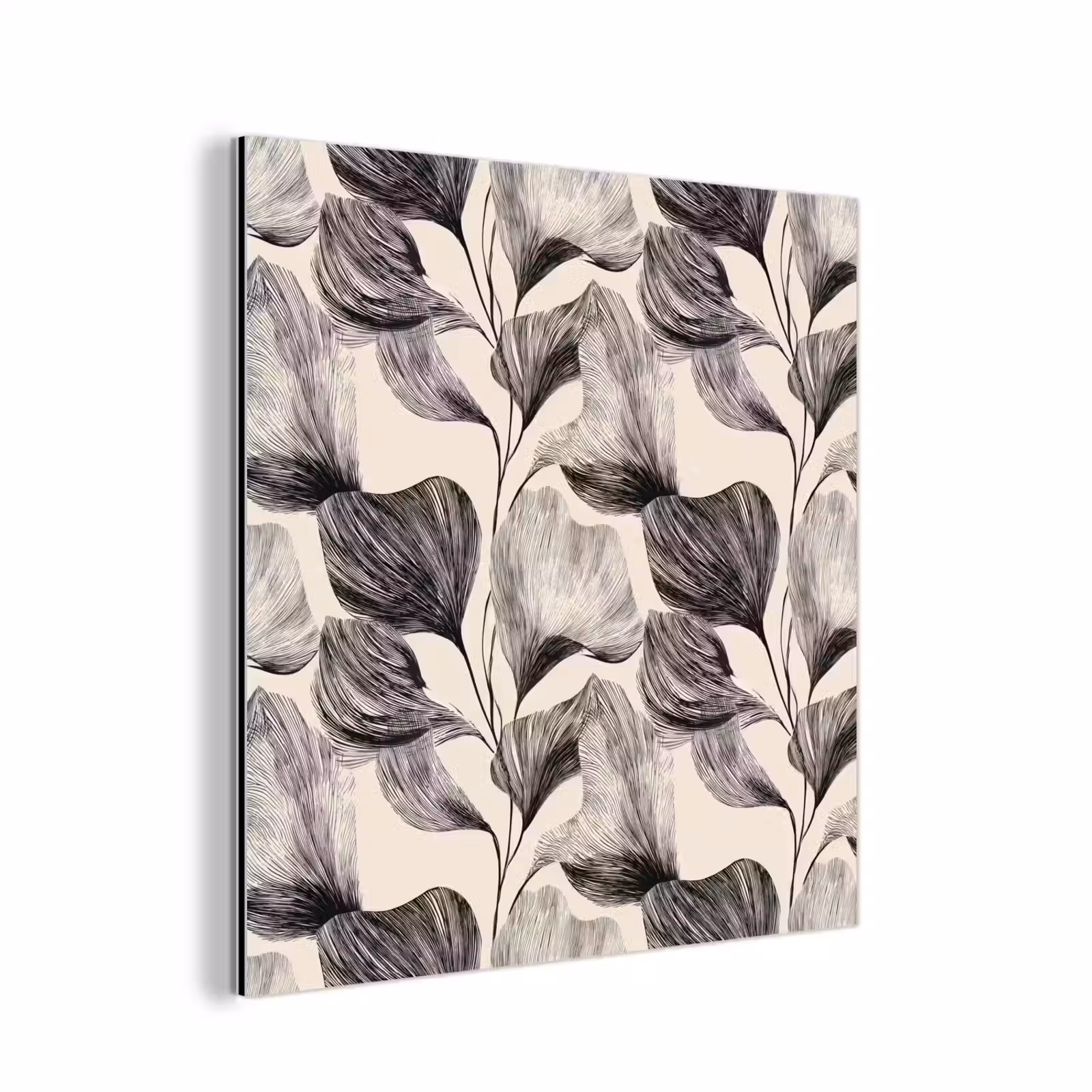 Aluminium schilderij - Botanisch - Bladeren - Zwart — 1