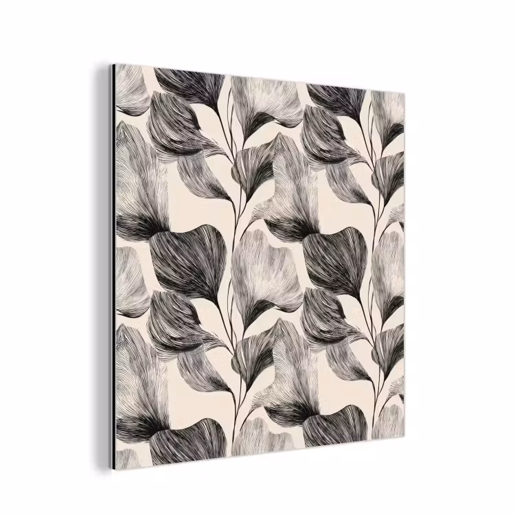 Aluminium schilderij - Botanisch - Bladeren - Zwart — 1