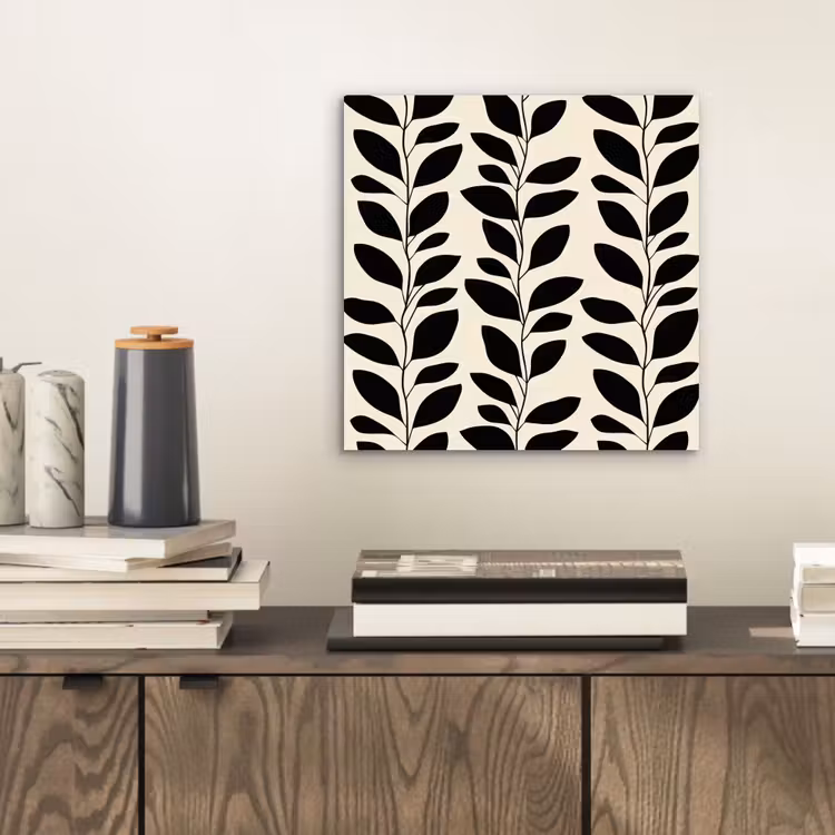 Aluminium schilderij - Botanisch - Dessin - Zwart - Beige — 2