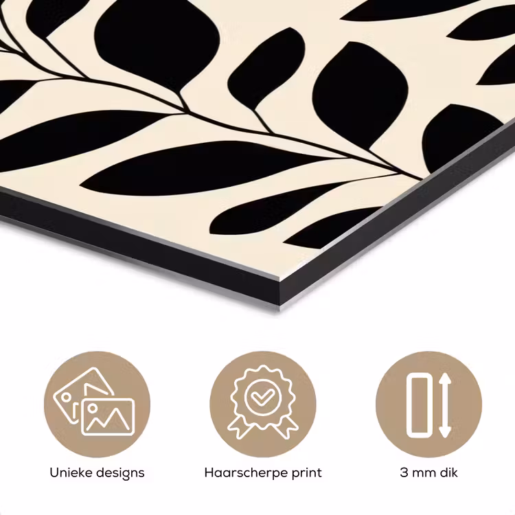Aluminium schilderij - Botanisch - Dessin - Zwart - Beige — 7