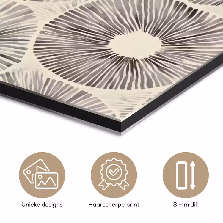 Aluminium schilderij - Cirkels - Patroon - Zwart — 7
