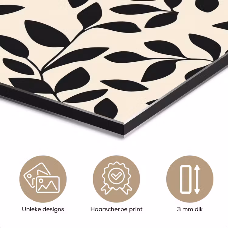 Aluminium schilderij - Elegant - Patroon - Zwart - Beige — 7
