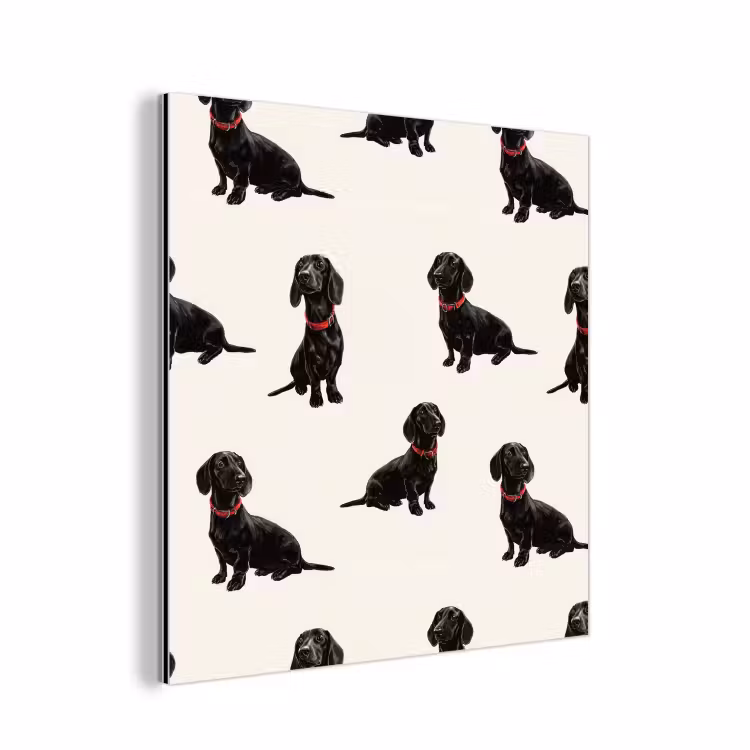 Aluminium schilderij - Hond - Patroon - Zwart — 1