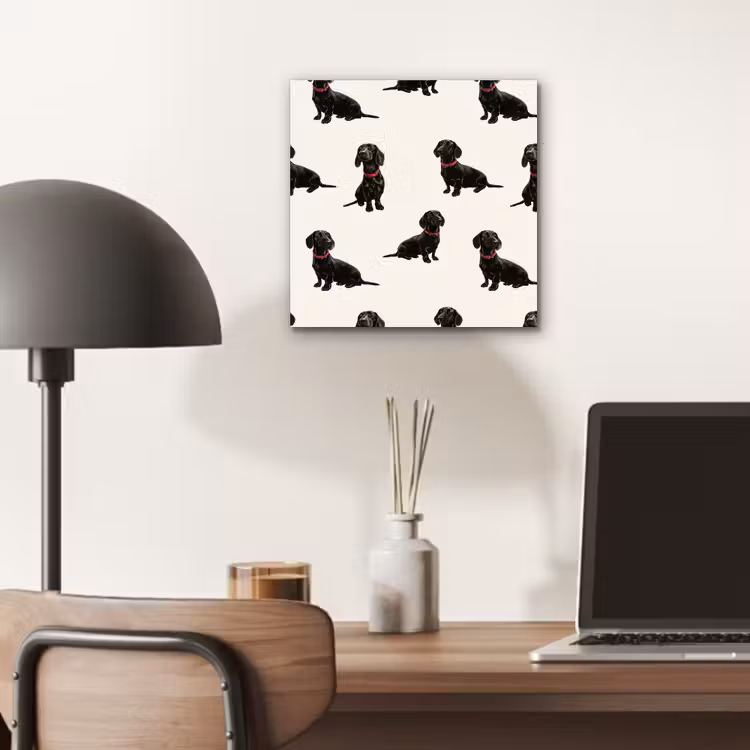 Aluminium schilderij - Hond - Patroon - Zwart — 6