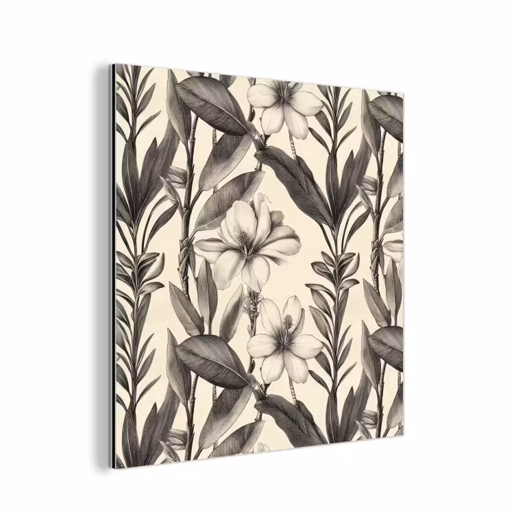 Aluminium schilderij - Klassiek - Botanisch - Zwart - Beige — 1