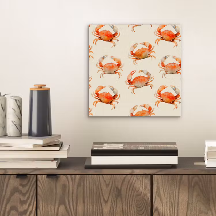 Aluminium schilderij - Krabben - Patroon - Oranje — 2